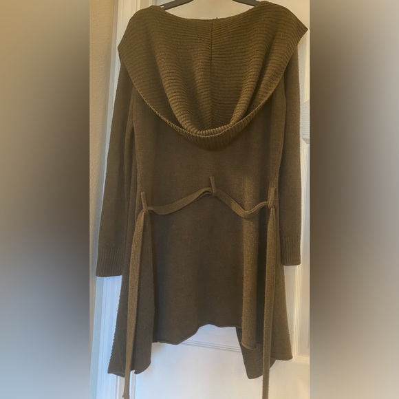Hooded Tie Front Cardigan Sweater - Picture 3 of 4
